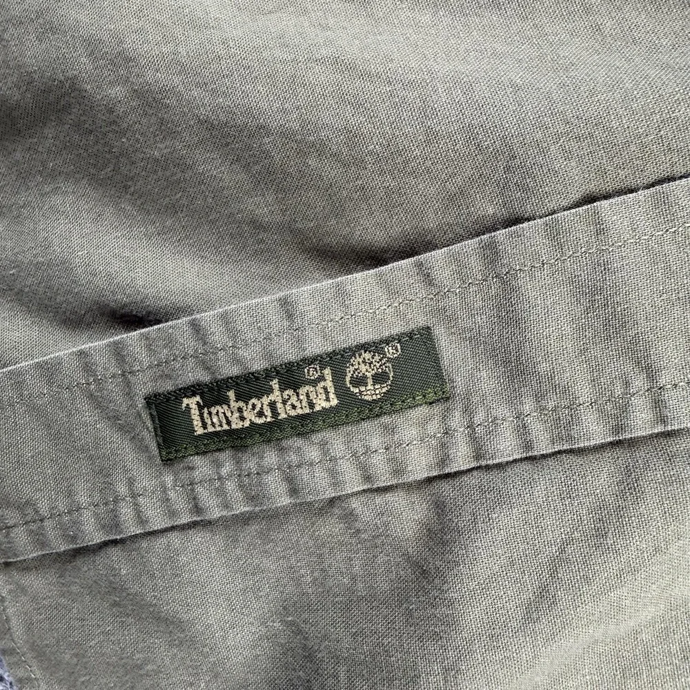 VTG Timberland Shirt Mens Large Green Long Sleeve Button Down Weathergear Cotton